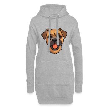 Border Terrier chien race aquarelle dessin animé Kawaii - Sweat-shirt à capuche long Femme - gris chiné - Devant