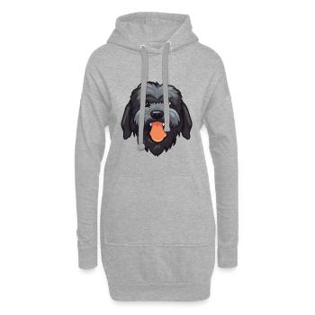 Schwarze russische Terrier-Hunderasse Aquarell-Karikatur - Hoodie-Kleid - Grau meliert - Vorne