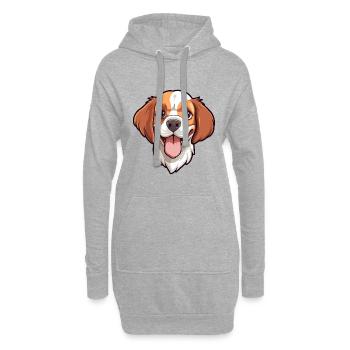 Bretagne chien race aquarelle dessin animé Kawaii Clipa - Sweat-shirt à capuche long Femme - gris chiné - Devant