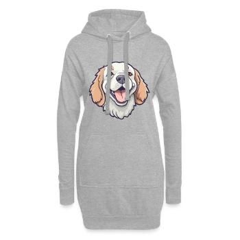 Clumber Spaniel Hund Rasse Aquarell Cartoon Kawai - Hoodie-Kleid - Grau meliert - Vorne