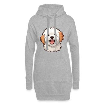 Cotons De Tuléar Chien Race Aquarelle Dessin Animé Kawa - Sweat-shirt à capuche long Femme - gris chiné - Devant