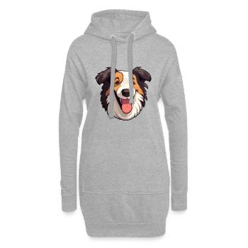 Collie chien race aquarelle dessin animé Kawaii Clipart - Sweat-shirt à capuche long Femme - gris chiné - Devant