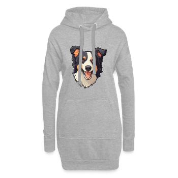 Border Collie Hunderasse Aquarell Karikatur Kawaii - Hoodie-Kleid - Grau meliert - Vorne