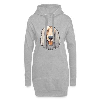 Lévrier afghan chien race aquarelle dessin animé Kawaii C - Sweat-shirt à capuche long Femme - gris chiné - Devant
