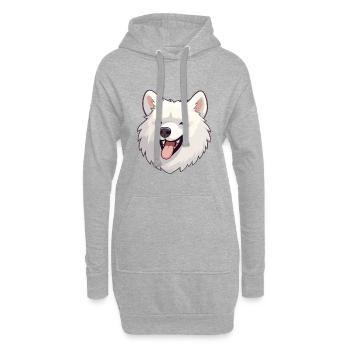 Spitz japonais chien race aquarelle dessin animé kawaii - Sweat-shirt à capuche long Femme - gris chiné - Devant