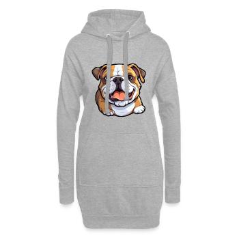 Bulldogge Hund Rasse Aquarell Karikatur Kawaii Clipar - Hoodie-Kleid - Grau meliert - Vorne