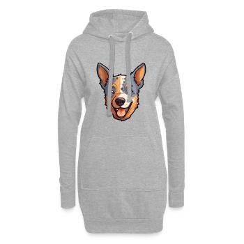 Australischer Rinderhund Rasse Aquarell Karikatur Kaw - Hoodie-Kleid - Grau meliert - Vorne