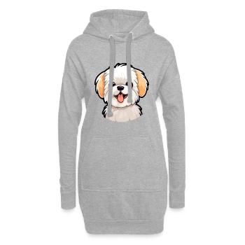 Malteser Hund Rasse Aquarell Karikatur Kawaii Clipar - Hoodie-Kleid - Grau meliert - Vorne