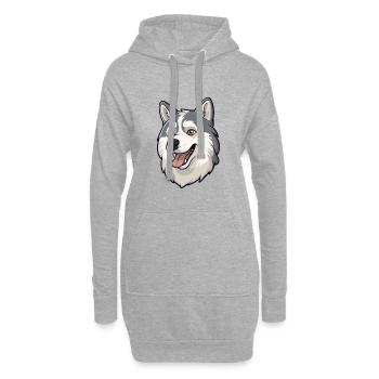 Husky chien race aquarelle dessin animé Kawaii Clipart - Sweat-shirt à capuche long Femme - gris chiné - Devant