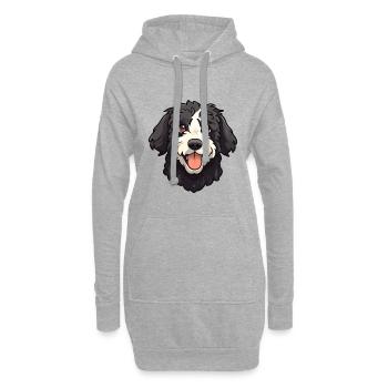 Portugiesischer Wasserhund Rasse Aquarell Cartoon Kawa - Hoodie-Kleid - Grau meliert - Vorne