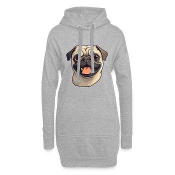 Mops Hund Rasse Aquarell Cartoon Kawaii Clipart - Hoodie-Kleid - Grau meliert - Vorne