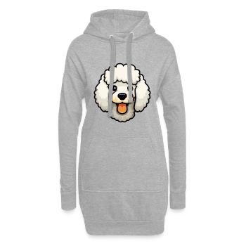 Caniche chien race aquarelle dessin animé Kawaii Clipart - Sweat-shirt à capuche long Femme - gris chiné - Devant