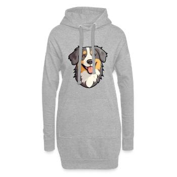 Miniature chien de berger américain race aquarelle C - Sweat-shirt à capuche long Femme - gris chiné - Devant