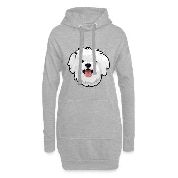Malteser Hund Rasse Aquarell Karikatur Kawaii Clipar - Hoodie-Kleid - Grau meliert - Vorne