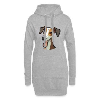 Greyhound chien race aquarelle dessin animé Kawaii Clip - Sweat-shirt à capuche long Femme - gris chiné - Devant
