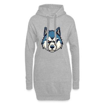 Husky chien race aquarelle dessin animé Kawaii Clipart - Sweat-shirt à capuche long Femme - gris chiné - Devant