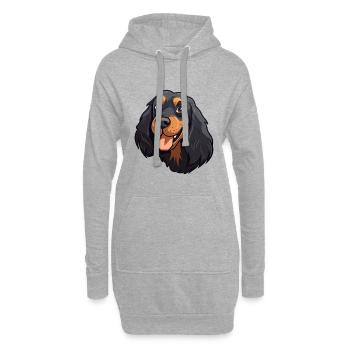 Gordon Setter chien race aquarelle dessin animé Kawaii - Sweat-shirt à capuche long Femme - gris chiné - Devant