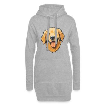 Golden Retriever chien race aquarelle dessin animé Kawa - Sweat-shirt à capuche long Femme - gris chiné - Devant