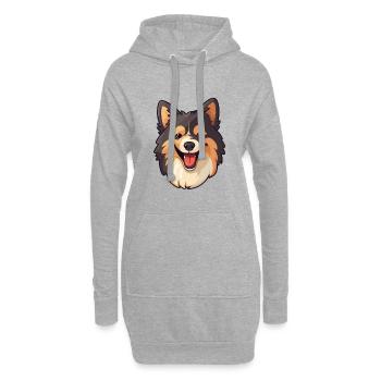 Finnischer Lapphund Hunderasse Aquarell Karikatur Kawa - Hoodie-Kleid - Grau meliert - Vorne