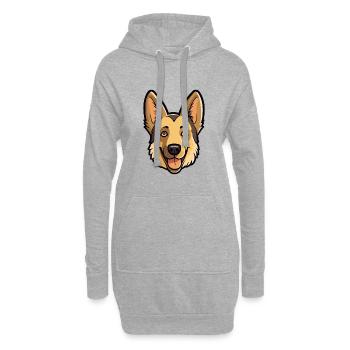 Deutscher Schäferhund Rasse Aquarell Karikatur Kawai - Hoodie-Kleid - Grau meliert - Vorne