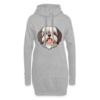 Shih Tzu chien race aquarelle dessin animé Kawaii Clipa - Sweat-shirt à capuche long Femme - gris chiné - Devant