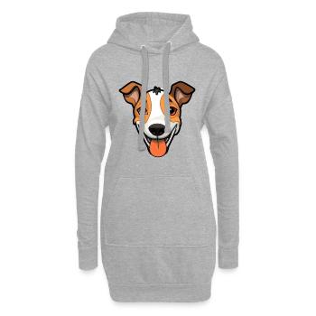 Glatte Foxterrier-Hunderasse Aquarell-Karikatur Ka - Hoodie-Kleid - Grau meliert - Vorne