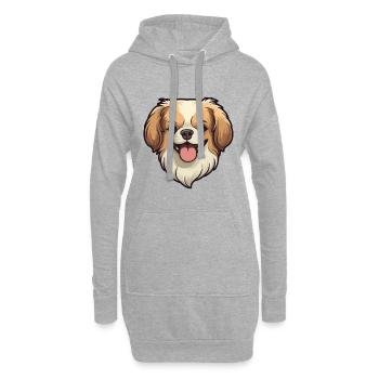 Épagneul tibétain chien race aquarelle dessin animé Kawai - Sweat-shirt à capuche long Femme - gris chiné - Devant