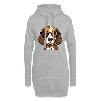 Beagle Hunderasse Aquarell Cartoon Kawaii Brille - Hoodie-Kleid - Grau meliert - Vorne