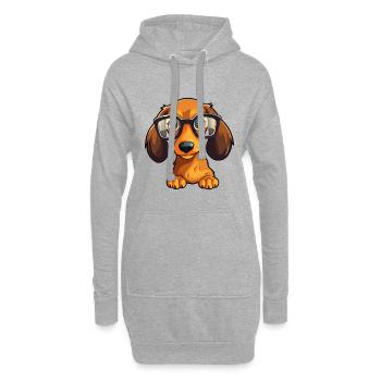 Dackel Hunderasse Aquarell Karikatur Kawaii Glas - Hoodie-Kleid - Grau meliert - Vorne