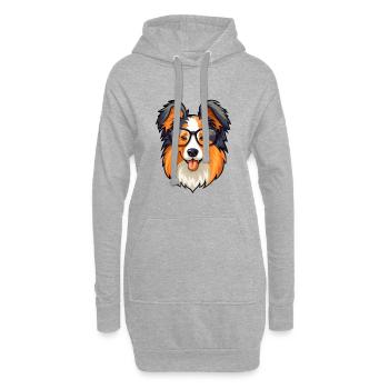 Collie chien race aquarelle dessin animé Kawaii lunettes - Sweat-shirt à capuche long Femme - gris chiné - Devant