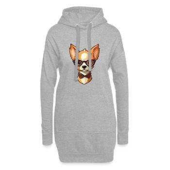 Chihuahua Dog Breed Watercolor Cartoon Kawaii Glas - Hoodie Dress - heather grey - Front