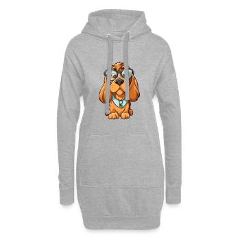 Bloodhound Dog Breed Watercolor Cartoon Kawaii Gla - Hoodie Dress - heather grey - Front