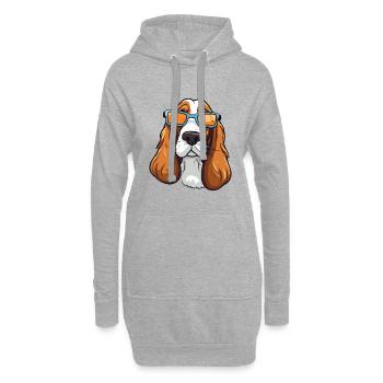 Basset Hund Rasse Aquarell Karikatur Kawaii G - Hoodie-Kleid - Grau meliert - Vorne
