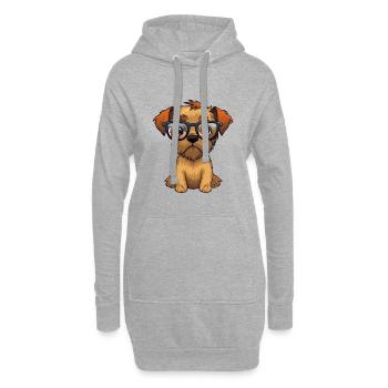 Border Terrier chien race aquarelle dessin animé Kawaii - Sweat-shirt à capuche long Femme - gris chiné - Devant