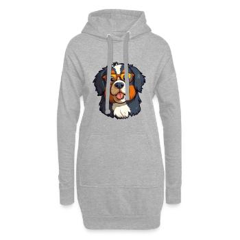 Berner Sennenhund Rasse Aquarell Karikatur Kawa - Hoodie-Kleid - Grau meliert - Vorne