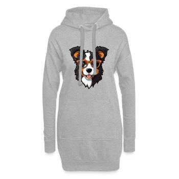Border Collie Hunderasse Aquarell Karikatur Kawaii - Hoodie-Kleid - Grau meliert - Vorne