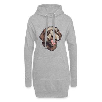 Pointage à poil dur Griffon chien race aquarelle C - Sweat-shirt à capuche long Femme - gris chiné - Devant