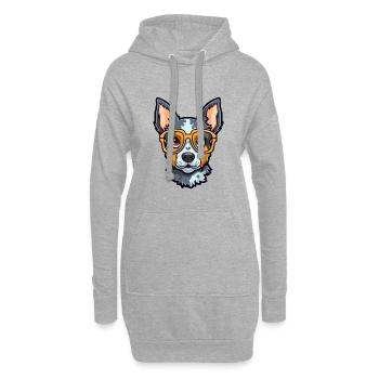 Australischer Rinderhund Rasse Aquarell Karikatur Kaw - Hoodie-Kleid - Grau meliert - Vorne