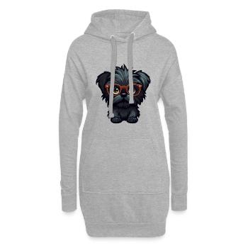 Affenpinscher chien race aquarelle dessin animé kawaii - Sweat-shirt à capuche long Femme - gris chiné - Devant