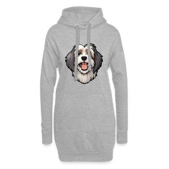 Terrier tibétain chien race aquarelle dessin animé Kawai - Sweat-shirt à capuche long Femme - gris chiné - Devant
