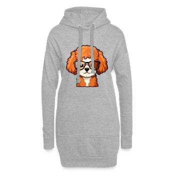 Caniche chien race aquarelle dessin animé Kawaii lunettes - Sweat-shirt à capuche long Femme - gris chiné - Devant