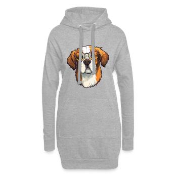 Saint Bernard chien race aquarelle dessin animé Kawaii - Sweat-shirt à capuche long Femme - gris chiné - Devant