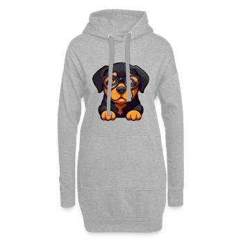 Rottweiler Hunderasse Aquarell Karikatur Kawaii Gla - Hoodie-Kleid - Grau meliert - Vorne