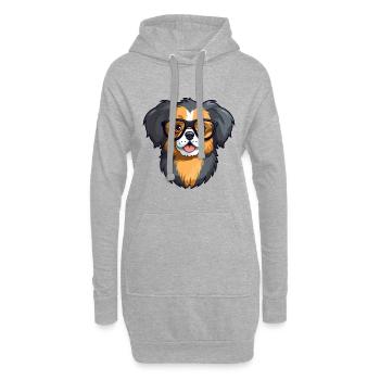 Épagneul tibétain chien race aquarelle dessin animé Kawai - Sweat-shirt à capuche long Femme - gris chiné - Devant