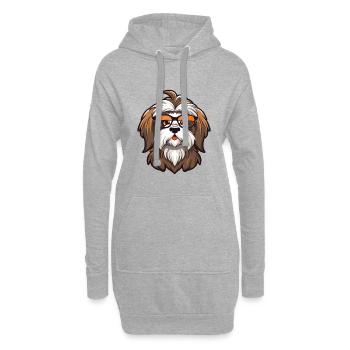 Terrier tibétain chien race aquarelle dessin animé Kawai - Sweat-shirt à capuche long Femme - gris chiné - Devant