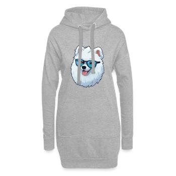 Samoyède chien race aquarelle dessin animé Kawaii Glasse - Sweat-shirt à capuche long Femme - gris chiné - Devant