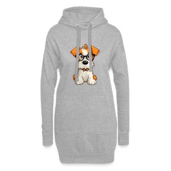 Draht Foxterrier Hunderasse Aquarell Karikatur Kawa - Hoodie-Kleid - Grau meliert - Vorne