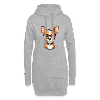 Spielzeug Foxterrier Hunderasse Aquarell Karikatur Kawai - Hoodie-Kleid - Grau meliert - Vorne