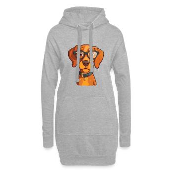 Vizsla Dog Breed Aquarelle Cartoon Kawaii Lunettes - Sweat-shirt à capuche long Femme - gris chiné - Devant