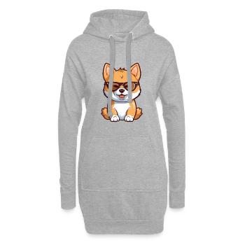 Shiba Inu Dog Breed Watercolor Cartoon Kawaii Glas - Hoodie Dress - heather grey - Front